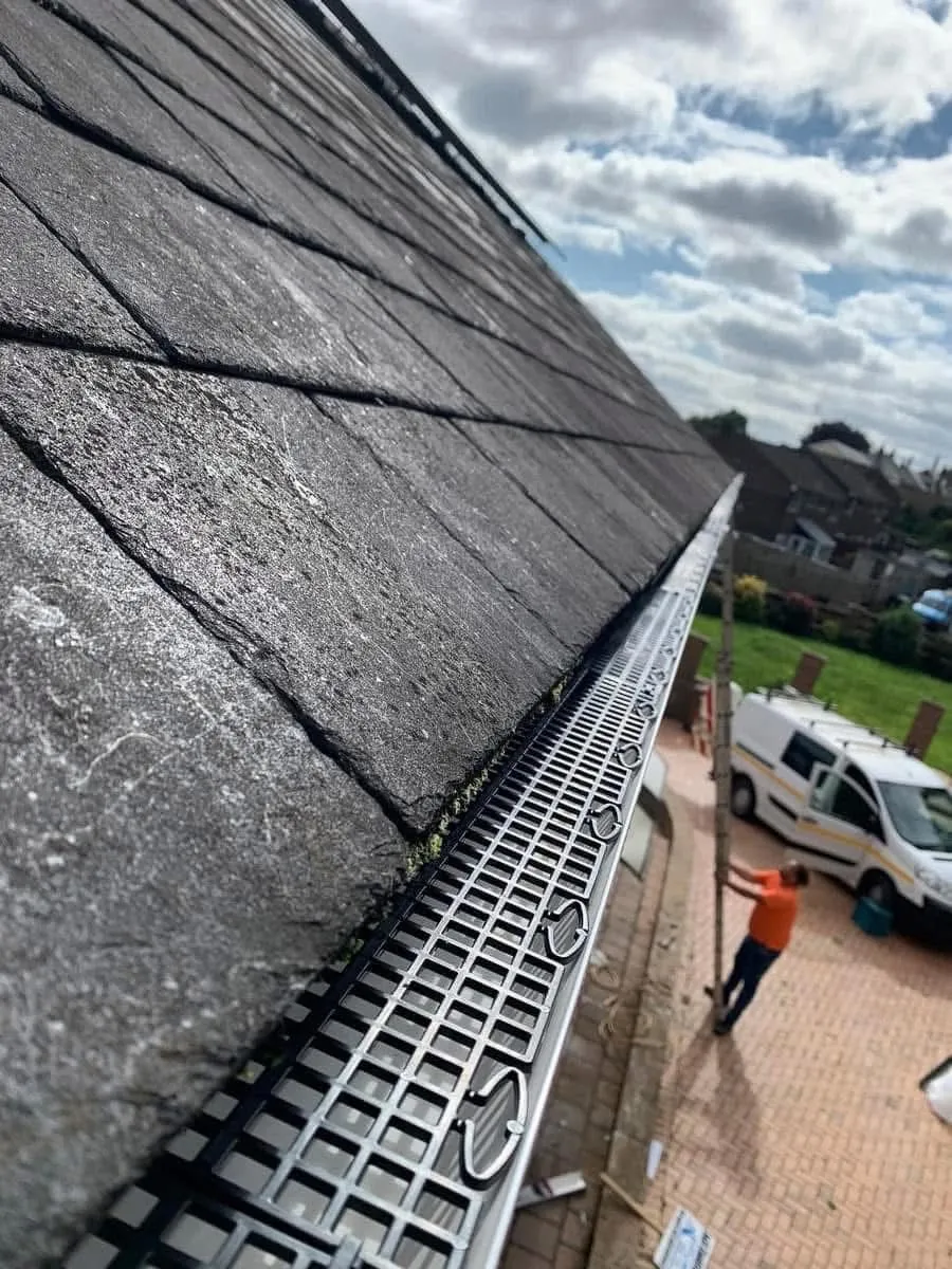 Gutter guard fitted on a slate roof in Honiton